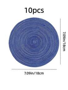 4/6/8 件 15 英寸圆形编织餐垫，可洗厨房餐桌垫，适合家庭聚会、婚礼派对（海军蓝） - 寶藍色 - 查看 17