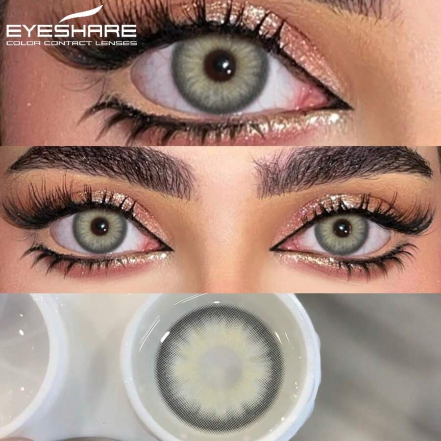 Eyeshare 1副自然色年抛隐形眼镜，灰色，适合约会或日常佩戴，派对适用
