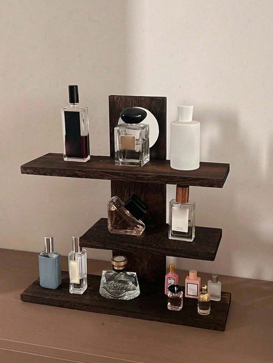 1 Peça Suporte de Exibição de Joias de Madeira Multiníveis, Organizador Decorativo de Estilo Vintage para Colares, Pulseiras, Anéis, Brincos, Fragrâncias, Velas, Acessórios de Mesa - Castanho - Visão 1