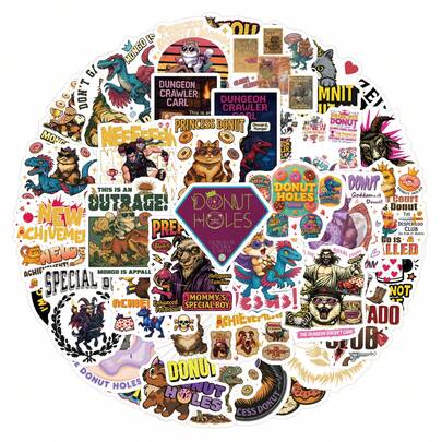 55张地牢探索者卡尔主题贴纸，地牢探索者卡尔装饰品，地牢探索者卡尔玩具，地牢探索者卡尔用品，地牢探索者卡尔礼物，地牢探索者卡尔配件，防水耐用，适用于笔记本电脑、滑板、水瓶、剪贴簿、电脑、日记本、手机、汽车