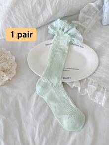 1 đôi tất nữ mỏng, thoáng khí, chất liệu lưới, kiểu Lolita Dopamine, họa tiết kẻ caro và ren, dài đến bắp chân, thích hợp cho mùa xuân/hè. - Nhiều màu - Xem 19