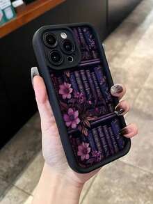 1个全新高竹防摔手机壳，独特紫色书本图案，加厚保护套，兼容苹果17 Pro Max/Air、16、11/12/13/14 Plus、XR、7/8 Plus、15 Pro Max - 黑色 - 查看 3