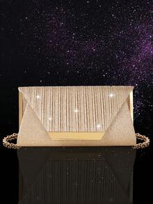 Noctella 四件套水钻首饰套装，包含闪亮项链、耳环和手链；新款女士晚宴手拿包；婚礼新娘闪亮褶皱信封包；奢华时尚的派对包；适合晚宴、婚礼和派对等场合；是女士、新娘和伴娘的理想之选。 - 香檳色 - 查看 10