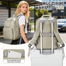 Grand sac à dos de voyage en nylon pour femmes et hommes, sac à dos scolaire imperméable avec compartiment pour ordinateur portable de 15,6 pouces, sac à dos décontracté multi-poches avec sangle pour bagage pour le travail, l'université et les activités extérieures - Multicolore - Voir 11