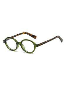 1 Pair Women's Small Round Frame Leopard Print Leg Fashion Eyeglasses - Transparent Green - View 3