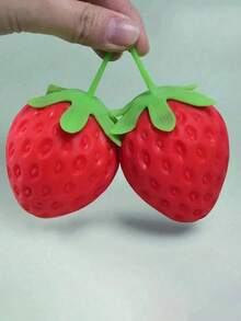 1pc Extra Large Strawberry Squeeze Toy, Soft & Realistic Stress Relief Ball, Creative Decompression Tool - Multicolor - View 5