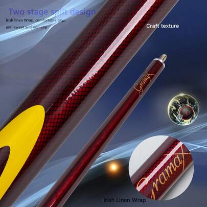High Performance Carbon Fiber Billiard Cue 9mm Tip Piano Handle 57.48 Inch 19oz Low Deflection For 9-Ball Games & Tournaments