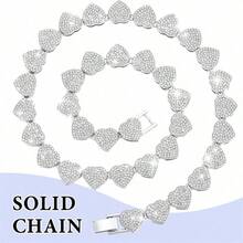 Heart-Shaped Cuban Link Pet Necklace, Inlaid With Shiny Rhinestones, Luxury Collar Accessory For Small, Medium And Large Dogs & Cats, Suitable For Daily Wear Or Holidays - Multicolor - View 5