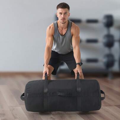 VEVOR Workout Sandbag, Heavy Duty Workout Power Bags With Handles, 125-200 Lbs Adjustable Slam Bag For Fitness Strength Weight Training Cross-Training, Home Gym Exercise, Black (Unfilled)