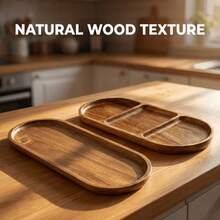 1/2pcs Cheese Board, Acacia Wood Serving Tray, Oblong Wooden Platter, Appetizer Holder, Snack Dish, Candy Plate, Milk And Coffee Tray, Home Serving Tray, Suitable For Cheese, Fruits, Desserts, Cakes, Coffee, Tea, Bread, Breakfast, Kitchen Use - View 4