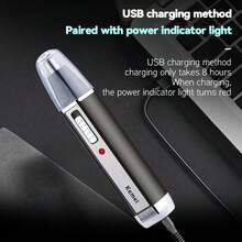 Recortador eléctrico recargable 4 en 1 para nariz, oreja, ceja y afeitado, set de cuidado personal para hombres - Kemei KM-6630 - Negro - Ver 8