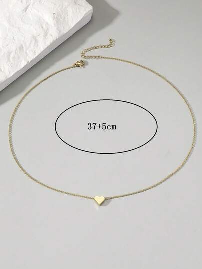 1件装ins风简约时尚心形吊坠项链，适合女性日常佩戴