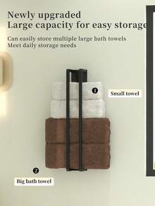1pc Wall-Mounted Towel Rack, Space-Saving, Modern Design, Metal Material, Suitable For Bathroom In Modern Homes - Multicolor - View 4