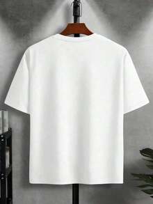 VintageSHEIN Men's Versatile Casual Short-Sleeve Crew Neck T-Shirt,  Cartoon Print, Summer Top - White - View 2