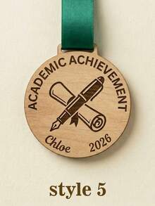 Personalised Laser Engraved Medals For Every Event,Personalized Engraved Graduation Medallion,Custom Name Year Award,Graduation Ribbon Included,Natural Wood Material,High Precision Laser Engraving,Durable Satin Ribbon,Minimalist Vintage Style,Reusable,High School Graduate,College Graduate,Graduate Student - Multicolor - View 25