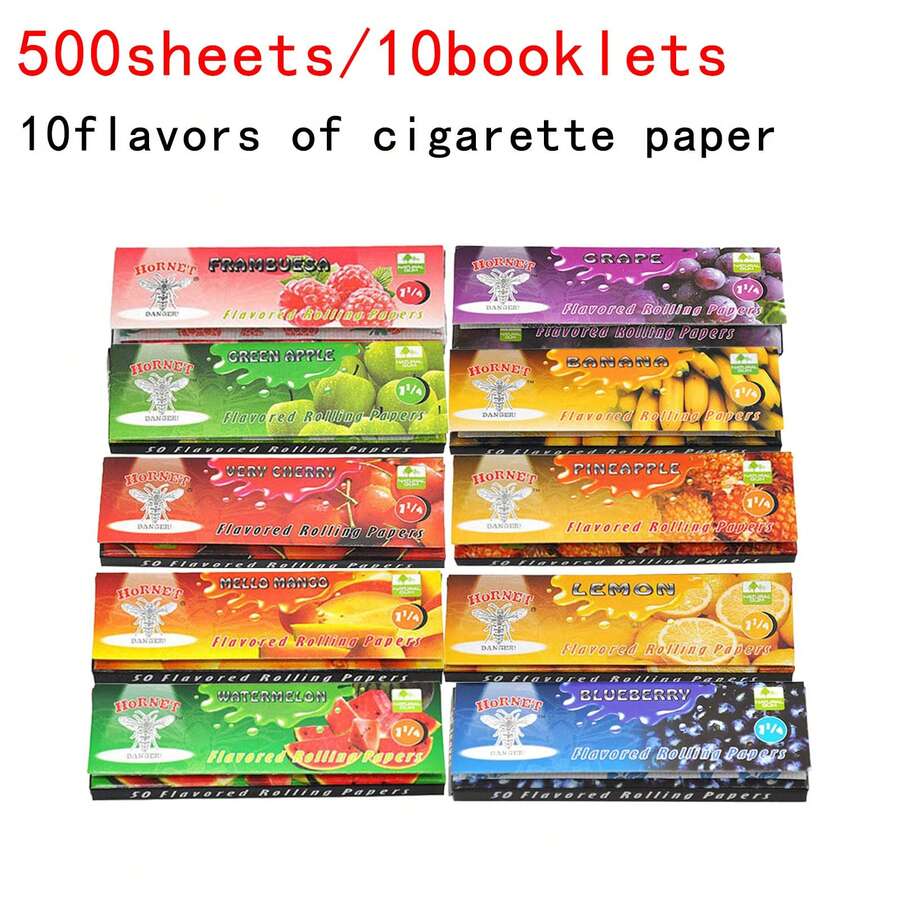 500 Sheets (10 Packs), Classic Flavor Rolling Paper Combination Set, 10 Packs Set, No Need To Worry About Flavor, 10 Flavors Rolling Papers Together, 50 Sheets/Pack, Essential Hand-Rolling Smoking Accessories
