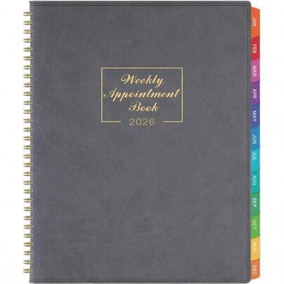 2026 Weekly Appointment Book - Daily Hourly Planner 2026, January 2026 - December 2026, 8.5x 11, 15-Minute Interval, 12 Monthly Tabs, Flexible Soft Cover -