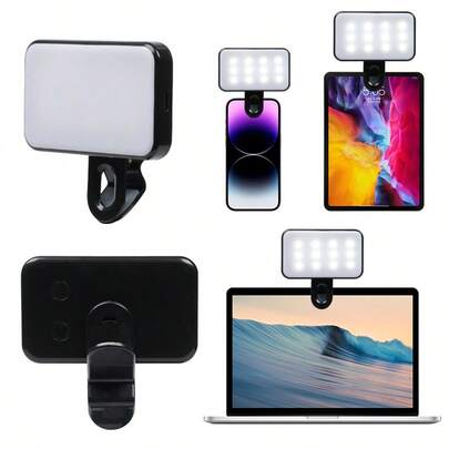 buguangdeng 1 pièce Lumière de beauté pour téléphone portable à 3 niveaux de gradation pour la diffusion en direct et l'autoportrait. Lampe LED pour améliorer le maquillage, rechargeable par USB avec batterie lithium-ion. Lumière circulaire portable et mini pour la photographie de téléphone portable. Lampe à lumière chaude et blanche pour la photographie de nuit.