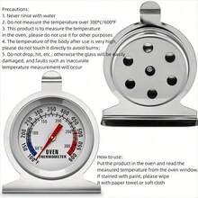 SOKANY 1pc Oven/Oven Thermometer, Temperature Range 50-300°C/100-600°F. Made Of 430 Stainless Steel, High-Temperature Resistant Glass, Auto-Sensing, Precise Temperature Measurement. Suitable For Kitchen Cooking And Baking, An Essential Baking Tool Accessory. - °C/°F Switchable - View 6