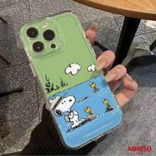 Miniso 名创优品史努比钓鱼透明TPU手机壳，适用于iPhone 17/17 Pro/17 Pro Max/17 Air/16/15/14/13/12/11/X系列，iPhone 17 Pro Max手机壳，iPhone 17 Pro手机壳，iPhone 17手机壳，圣诞礼物，送给女朋友的好选择 - 無色 - 查看 5