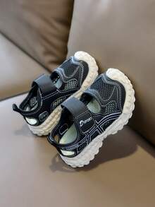 Summer Children's Breathable Net Sandals, Boys' Sports Shoes, Girls' Soft Bottom Beach Shoes - Black - View 4
