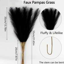 30 pezzi di erba di pampas artificiale, piante finte, riempitivo per vasi, decorazione in stile bohémien, decorazione per la casa, decorazione per la stanza, decorazione per matrimoni, decorazione natalizia, decorazione primaverile, decorazione per Ognissanti - nero - Visualizzare 8
