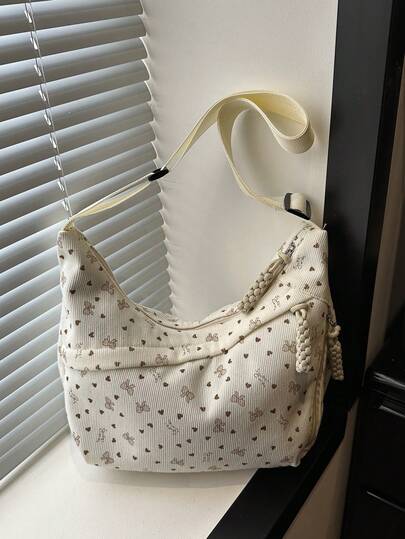 Nueva bolsa de hombro de gran capacidad, versátil y casual con decoración de lazo para mujer, adecuada para ir al trabajo, viajar y compras