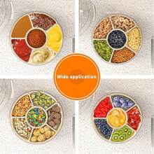 6/9 Compartment Rotating Divided Plate With Lid And Handle, 12-Inch Large Turntable Fruit & Vegetable Tray, Portable Round Snack Box For Candy, Fridge Storage - View 9