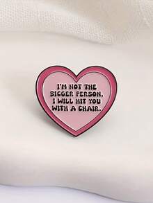 [OPPRYN 心形胸针] OPPRYN 我很火辣，个子越大我就拿椅子砸你胸针 - 粉色心形胸针 - 背包徽章 - 送朋友的礼物 - 1个 - 彩色 - 查看 2