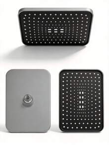 Modern 12-Inch Square Wall-Mounted Shower Head, High-Pressure, High-Flow Ceiling-Mounted Shower Head, Durable Plastic Construction, Polished Finish, Even Water Flow Covering The Entire Body, Providing A Spa-Like Shower Experience, Classic Hot And Cold Water Design, Modern Minimalist Style. - Multicolor - View 3