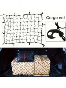 Heavy Duty Truck Cargo Box Net Bag, Latex Elastic Luggage Net With 12 Hooks, 2X Expandable Cargo Securing Net Suitable For Pickup Truck, SUV, Trailer, Universal Truck Exterior Accessory - A - View 2