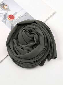 女士围巾帽两件套，多功能内衬帽，可搭配头巾、中东长袍，弹性内衬帽，雪纺围巾，休闲套装，适合海滩、度假等场合。 - 深灰色 - 查看 3