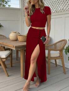 2025 Spring/Summer New Elegant Fashion Women's 2 Pieces Set: Blouse And Skirt - Yellow - View 7