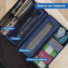 Bolsa de almacenamiento de equipaje, bolsa organizadora de maleta de viaje, estante de viaje portátil colgante, compartimento de clasificación rápida de equipaje de mano plegable colgante, accesorios de viaje - Multicolor - Ver 9
