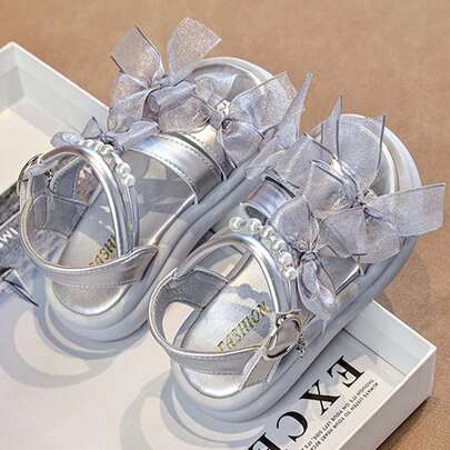 2026 New Girls Sandals, Children's Mesh Bow Princess Shoes, Soft Bottom Non-Slip Beach Shoes For Little Girls