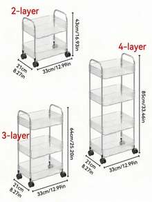 4-Tier Multipurpose Transparent Storage Cart, Made Of Thick And Durable Plastic Material, With 360° Rotating Acrylic Storage Cart, Dual-Metal Handle Acrylic Material Minimalist And Durable, 360° Rotating Alloy Frame + Silent Lockable Wheels Design, Portable Large Capacity Storage Cart, Modern Minimalist Design, Suitable For Bathroom, Kitchen, Living Room And Bedroom, Cosmetics And Toiletries Storage Cart - Clear - View 3