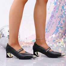 2026 Women's New High Heel Sandals, Pure Metal Buckle, All Season - Black - View 6