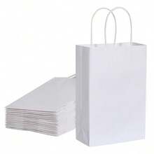 22*19*8cm Thick White Kraft Paper Bag, Small Size, 6/12 Pcs, Gift Packaging Shopping Bag, Suitable For Mother's Day And Other Holidays - View 1