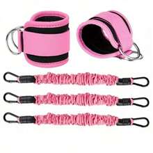 脚踝阻力带、带绑带的健身脚踝绑带、腿部和臀部训练阻力带、带运动绑带的脚踝绑带、健身配件 - 粉色 - 查看 9