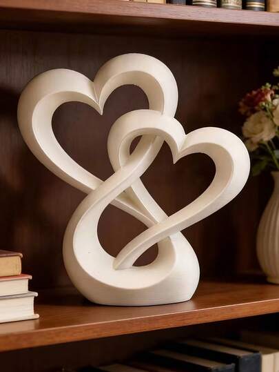 1件永恒的编织心形雕塑，温馨的家居装饰，桌面焦点，周年纪念日、婚礼和情人节礼物的爱情象征，以及客厅和卧室的装饰品。