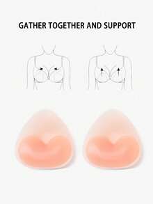 One Pair Of Women's Invisible Silicone Breast Pads, Waterproof And Push-Up Type, With Thickened And Soft Padding, Suitable For Bikinis, Swimwear, Wedding Dresses And Everyday Wear. - Multicolor - View 5