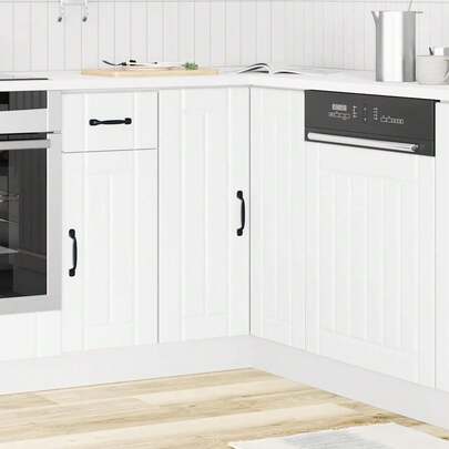 vidaXL Mobile angolare da cucina Lucca nero, materiale a base di legno, mobile angolare, mobile da cucina, 75,5 cm, bianco