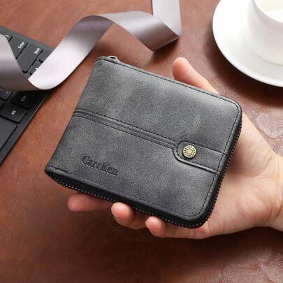 CarrKen 1 Stück neuer, vintage-stylischer Multifunktions-Reißverschluss-Geldbeutel, Kartenetui mit Kontrastfarbe für junge Männer und Studenten