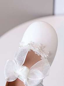 1 par de zapatos de niña con suela blanda y antideslizante, con puntera cuadrada y redonda, zapatos de princesa versátiles y de moda, adecuados para primavera y verano - Blanco - View 5