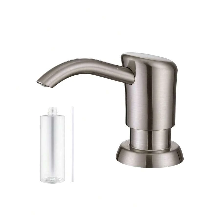 Dispensador de jabón para fregadero de cocina empotrado (níquel cepillado) con botella grande de 17 onzas - A - Ver 1