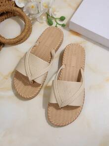 Giày nữ thời trang mới mùa hè 2026 > Sandal nữ > Sandal đế bằng nữ - trắng - Xem 6