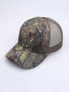 1pc Camouflage Baseball Cap, Breathable Mesh Hat, Unisex Trucker Cap, Summer Breathable Quick-Dry Snapback Hat, Camouflage Sun Protection Hat, Suitable For Outdoor Training/Hiking/Fishing/Travel, Men And Women Casual Snapback,Beach,Holiday - Camouflage Hat - View 4