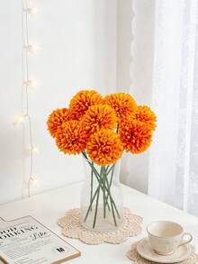 3/16Pcs Artificial Chrysanthemum Ball, Hydrangea Ball, Wedding Decoration, Home Vase, Ornaments, Restaurant, Living Room, Bedroom, Bedside Floral Arrangement, Bridal Bouquet, Wrist Flower, Corsage, Birthday Party Decoration Material, New Year Valentine's Day Gift, Autumn Decoration - Orange - View 6