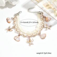 1件时尚性感优雅波西米亚风夏季海星贝壳吊坠脚链，适合女性日常休闲、派对、节日穿着 - 咖色 - 查看 3