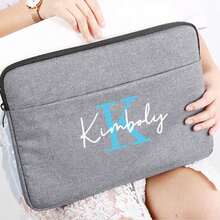 1pc Personalized Laptop Bag, Floral & Letter Elements, Customizable Text, Lightweight, Portable, Shoulder Messenger Bag, Briefcase, Travel Companion, Storage Pouch, Unique Gift, High-Quality Custom, Holiday Gift, Suitable For Work, Business Travel - Multicolor - View 4